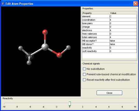 Atom reactivity editor