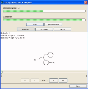 Generation progress — molecules view